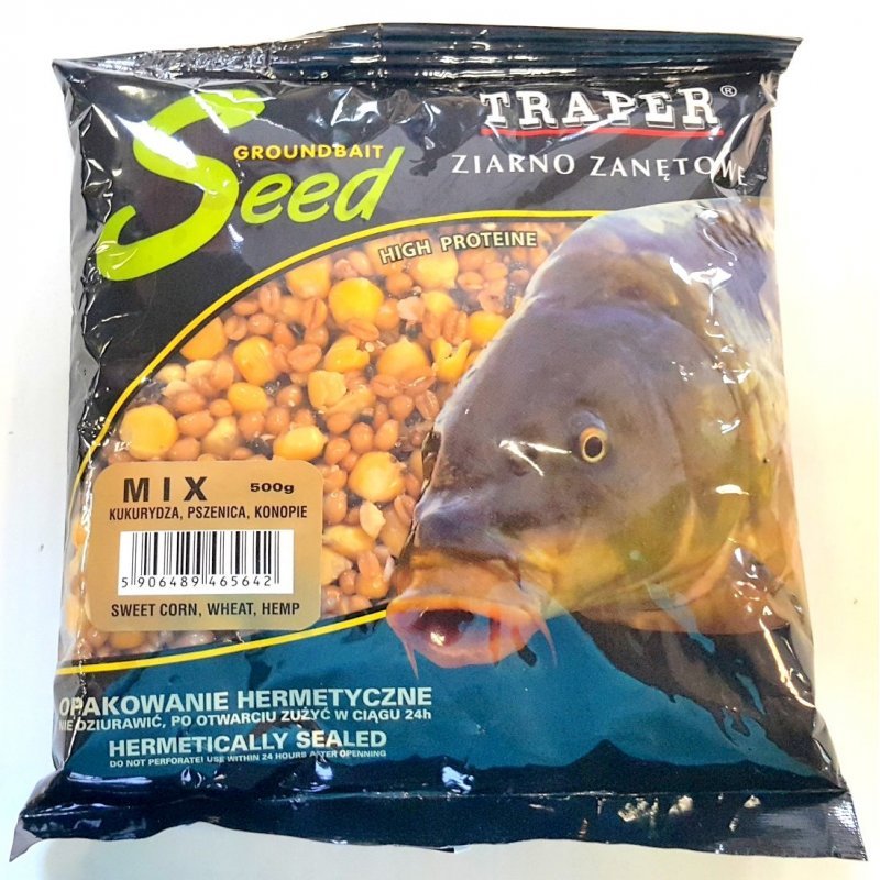 Traper Expert Groundbait Seeds 500g (Sweetcorn, Wheat, Hemp)