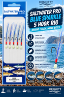 🪝 Saltwater Pro Blue Sparkle 5 Hook Rigs DENNETT