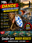 🎣 Shamrock MK Dande Silver Blue Dots Spinners SHAMROCK