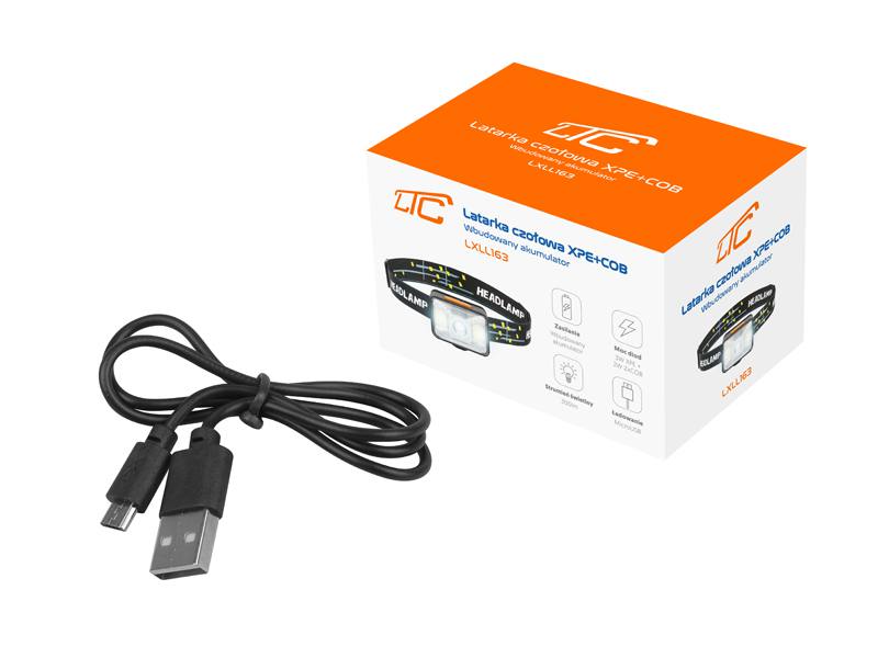 HEADLAMP LTC LED XPE 200LM+COB 300LM RECHARGEABLE BATTERY 1800MAH USB TYPE-C