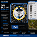 🎣 Zebco Trophy Oval Split Shot Assortment 170g ZEBCO