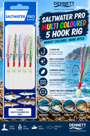 🪝 Saltwater Pro Multi Coloured 5 Hook Rigs DENNETT