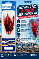 🪝 Saltwater Pro 3 Hook Red Feather Rigs DENNETT