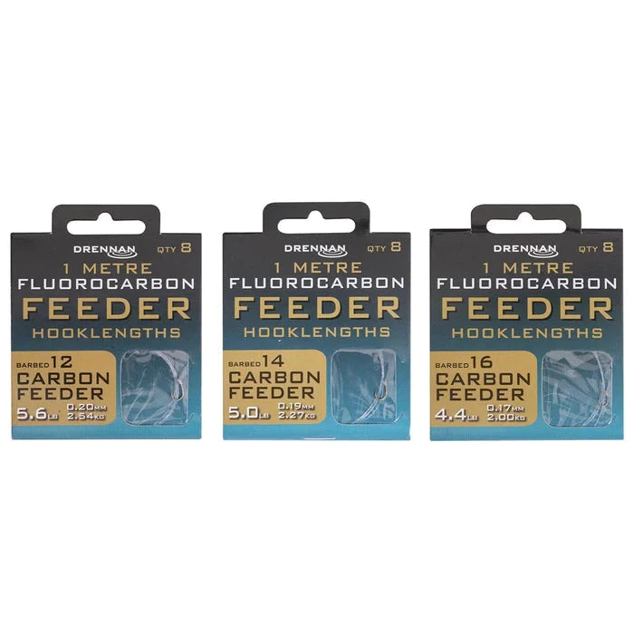 Drennan Fluorocarbon Feeder Hooklengths - Carbon Feeder 1 metre DRENNAN