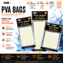 NGT PVA Bags fast dissolving carp fishing PVA bags for accurate bait presentation with pellets, boilies and stick mixes. VIVAD