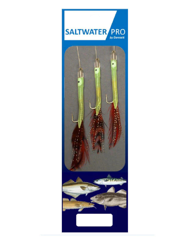 Dennett Saltwater Pro Luminous Eel With Red Feather Rigs