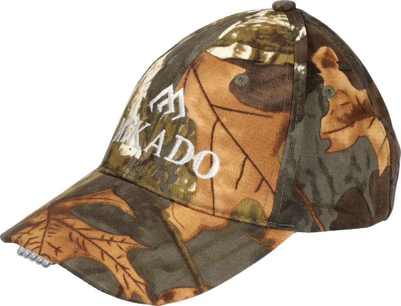 Mikado LED Camouflage Cap with built-in front LED light for night fishing and outdoor use