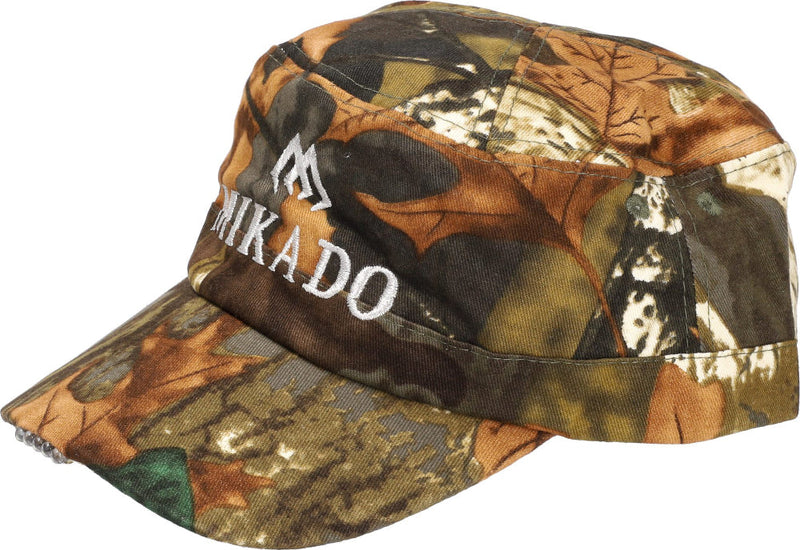 Mikado LED Camouflage Cap with built-in LED lights for night fishing and outdoor use