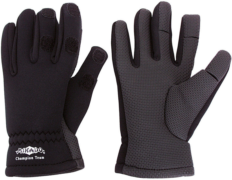 Mikado neoprene fishing gloves black waterproof design