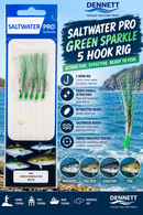 Saltwater Pro Green Sparkle 5 Hook Rigs DENNETT