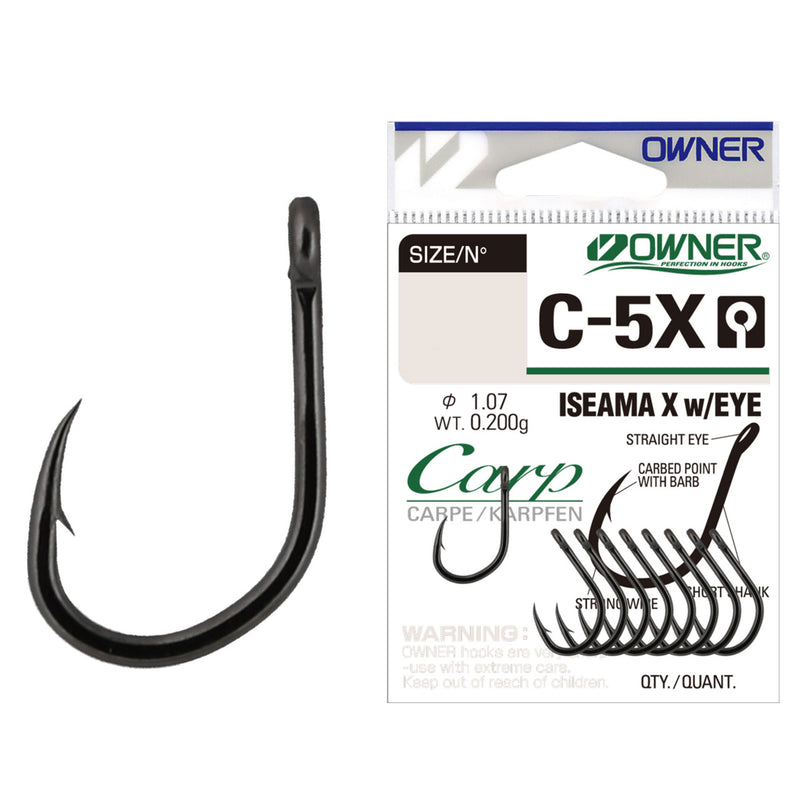 Owner C-5X Carp Iseama X-strong Eyed Hooks