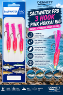🪝 Dennett Saltwater Pro 3 Hook Pink Hokkai Rigs DENNETT