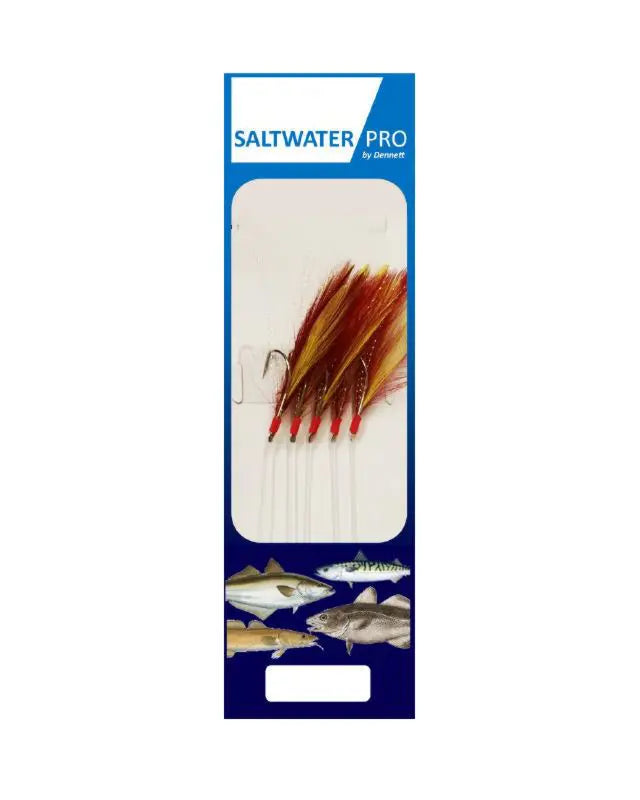 Dennett Saltwater Pro 5 Hook Red / Yellow Feather Rigs