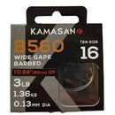 Kamasan B560 Wide Gape Barbed Hooks To Nylon 60cm KAMASAN
