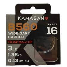 Kamasan B560 Wide Gape Barbed Hooks To Nylon 60cm