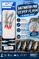 🪝 Dennett Saltwater Pro Silver Flash 4 Hook Rigs DENNETT