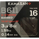 Kamasan B611 Barbed X Strong Hooks To Nylon 30cm KAMASAN