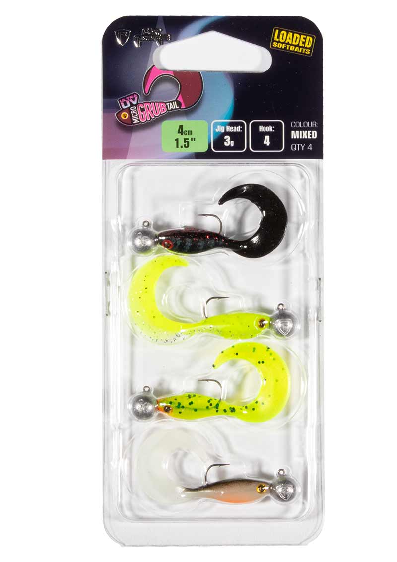 “Fox Rage Micro Grub Tail Mixed UV Loaded Pack – 5cm pre-rigged soft lures for perch, pike