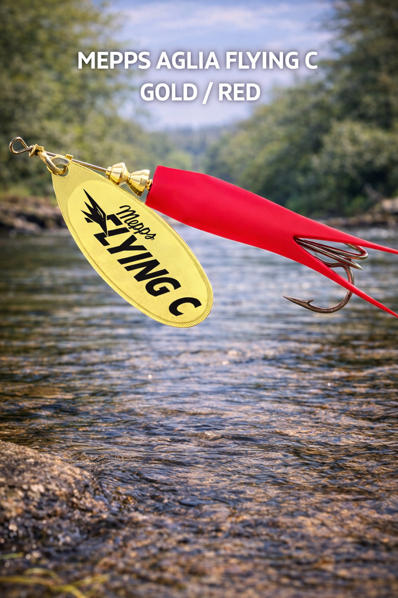 Mepps Ireland 🎣 Mepps Aglia Flying C Gold / Red – High Visibility Salmon & Steelhead ...