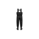 Waterproof PVC fishing chest waders by Mikado with non-slip boots – BLACK BASIC model