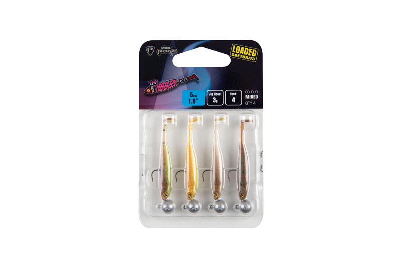 Fox Rage Ultra UV Micro Tiddler Fast 5cm – mixed colour pack loaded soft lures