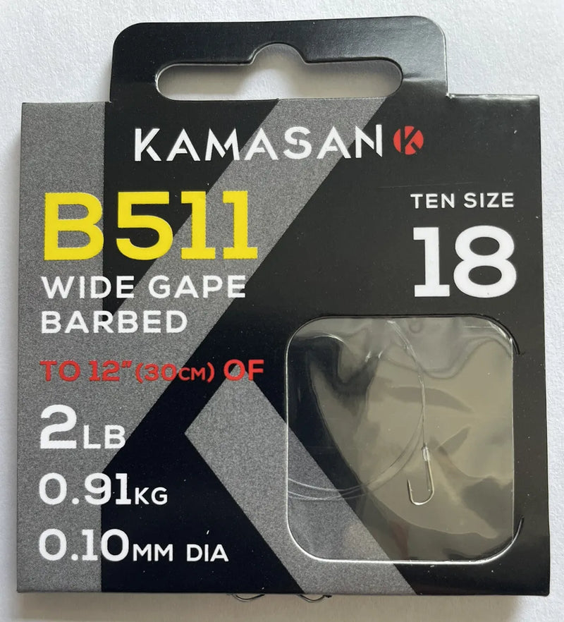 Kamasan B511 Barbed Hooks to Nylon 30cm
