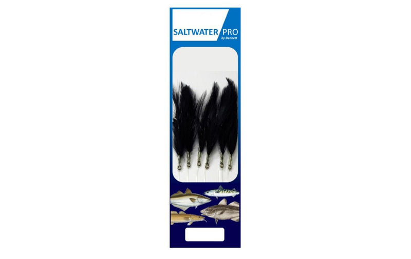 Dennett Saltwater Pro 6 Hook Black Feather Rigs