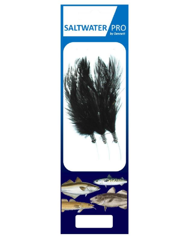 Dennett Saltwater Pro 3 Hook Black Feather Rigs 7/0