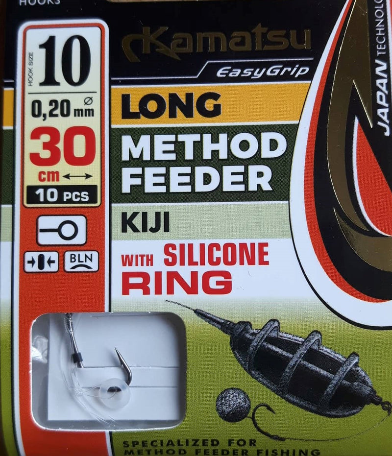 Kamatsu Long Method Feeder Kiji Hooks to Nylon With Silicone Ring - VIVADO