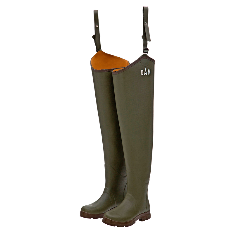 DAM Flex Rubber Hip Waders with Bootfoot Cleated