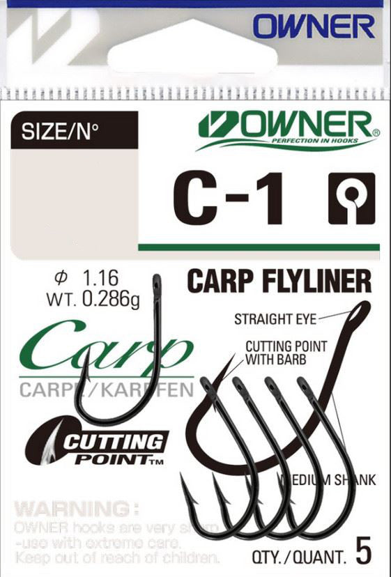 Owner C-1 Carp Liner Straight Eye Hooks