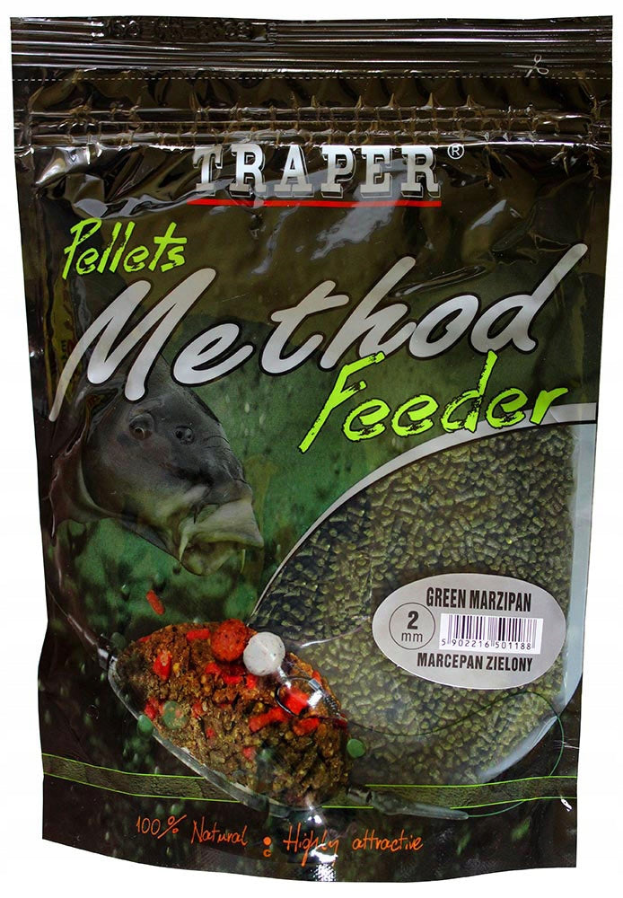 Traper Method Feeder Pellets 2mm 500g Green Marzipan