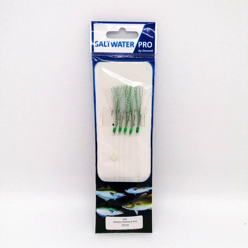 Saltwater Pro Green Sparkle 5 Hook Rigs