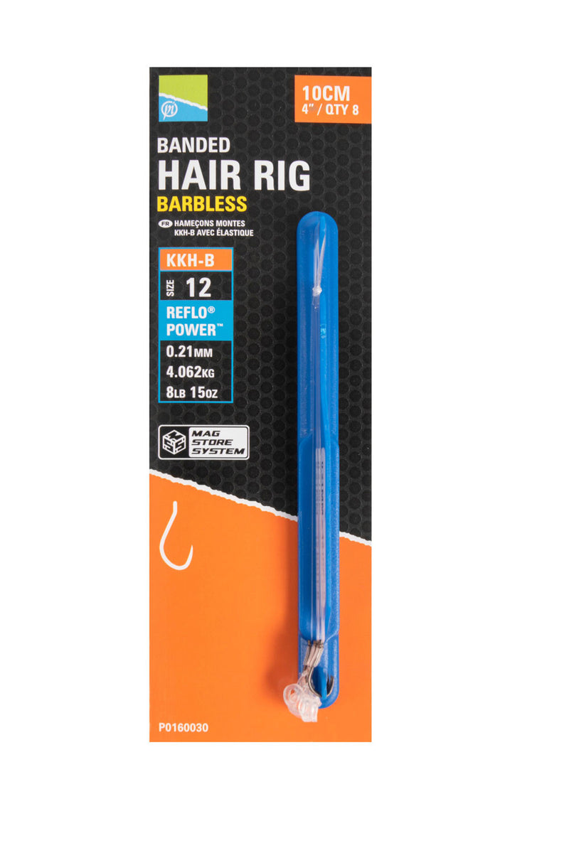 Preston Innovations KKH-B Banded Hair Rigs – 4″/10cm Barbless
