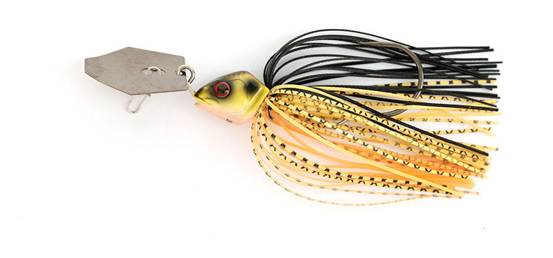 Fox Rage Bladed Jig 21g in Black & Gold with vibrating blade and silicone skirt