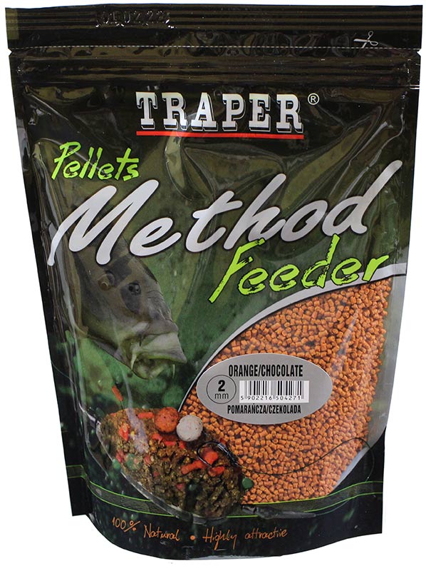 Traper Method Feeder Pellets 2mm 500g Orange / Chocolate